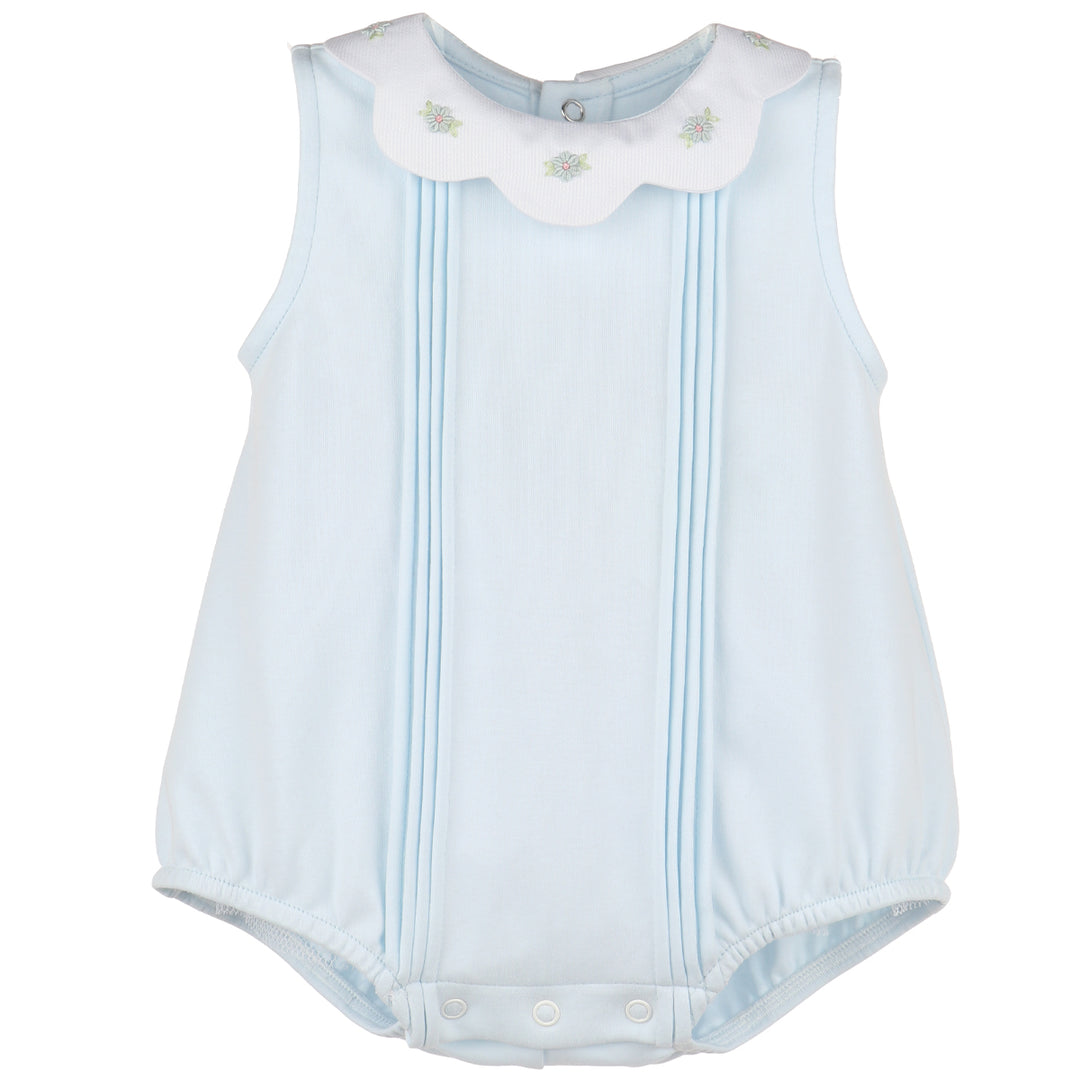 Blue Knit Bubble With Scallop Collar