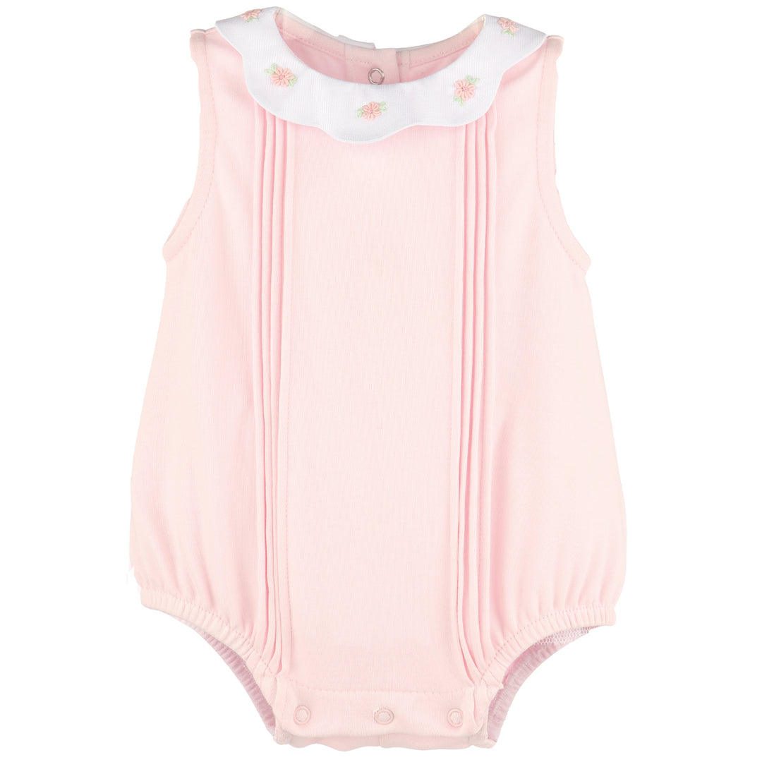 Pink Knit Bubble With Scallop Collar