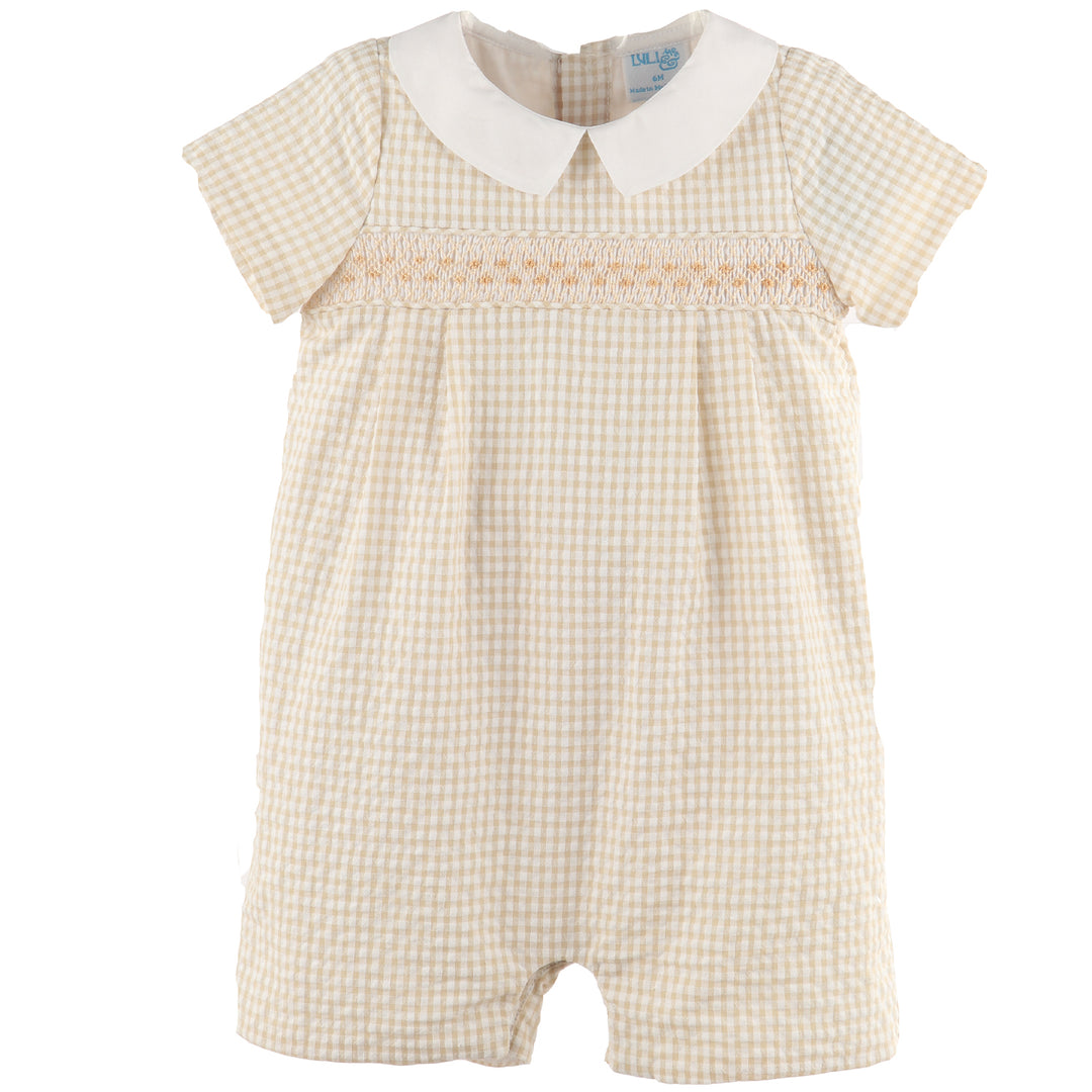 Beige Vichy Smock Romper