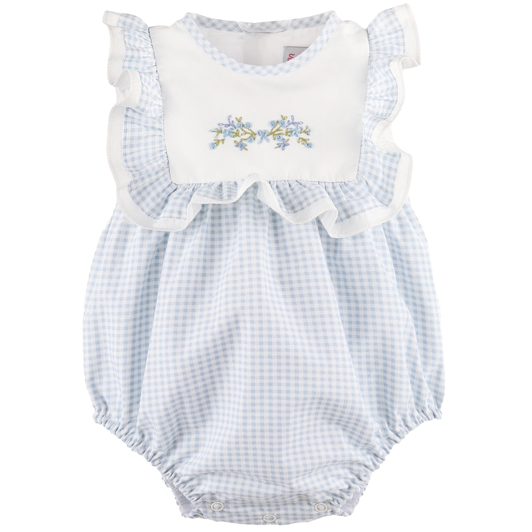 Blue Gingham Garden Club Ruffle Bubble