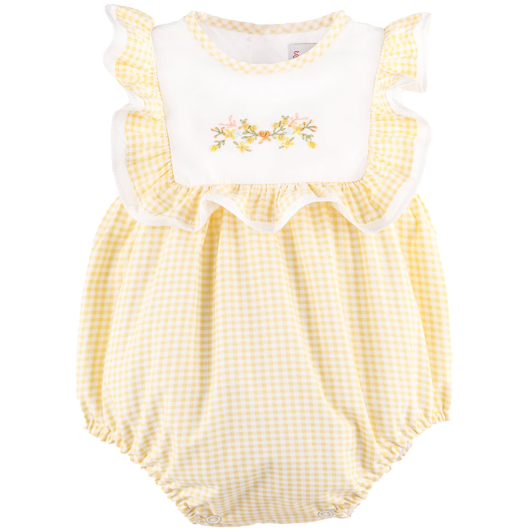 Yellow Gingham Garden Club Ruffle Bubble