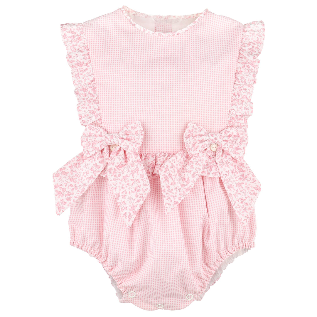 Pink Blooms Sun Bubble w/ Double Bows, Sunsuit