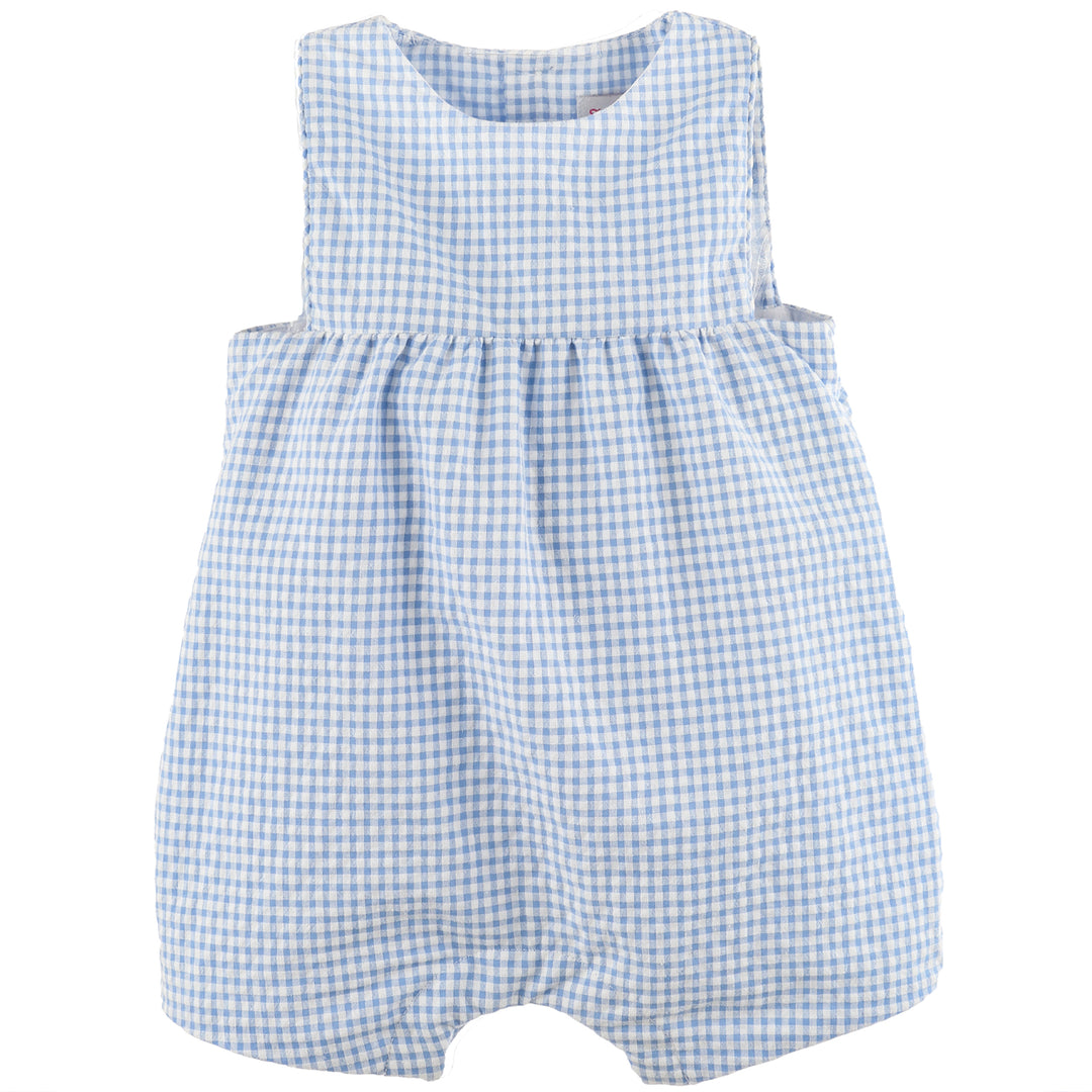 Blue Gingham Seersucker Romper