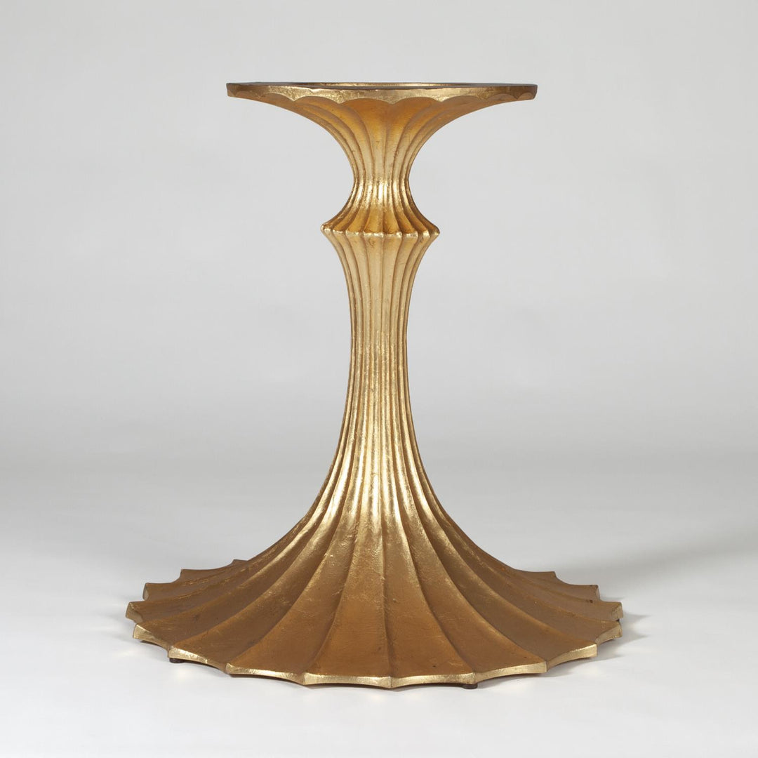Flute Table 48" White Marble Top w/ 26" Gold Leaf Base