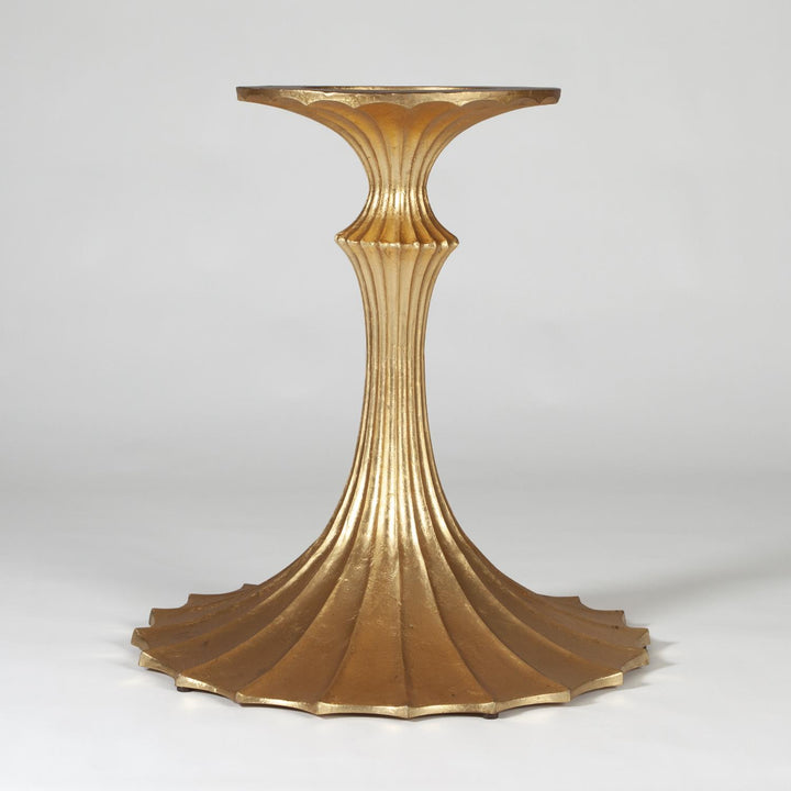 Flute Table 48" White Marble Top w/ 26" Gold Leaf Base
