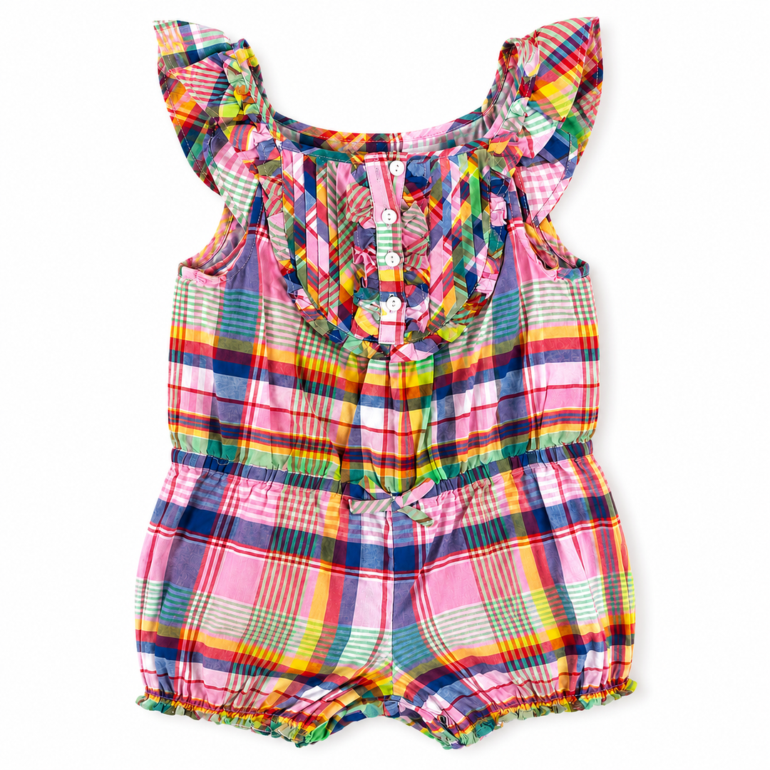 Pink Multi Plaid Romper