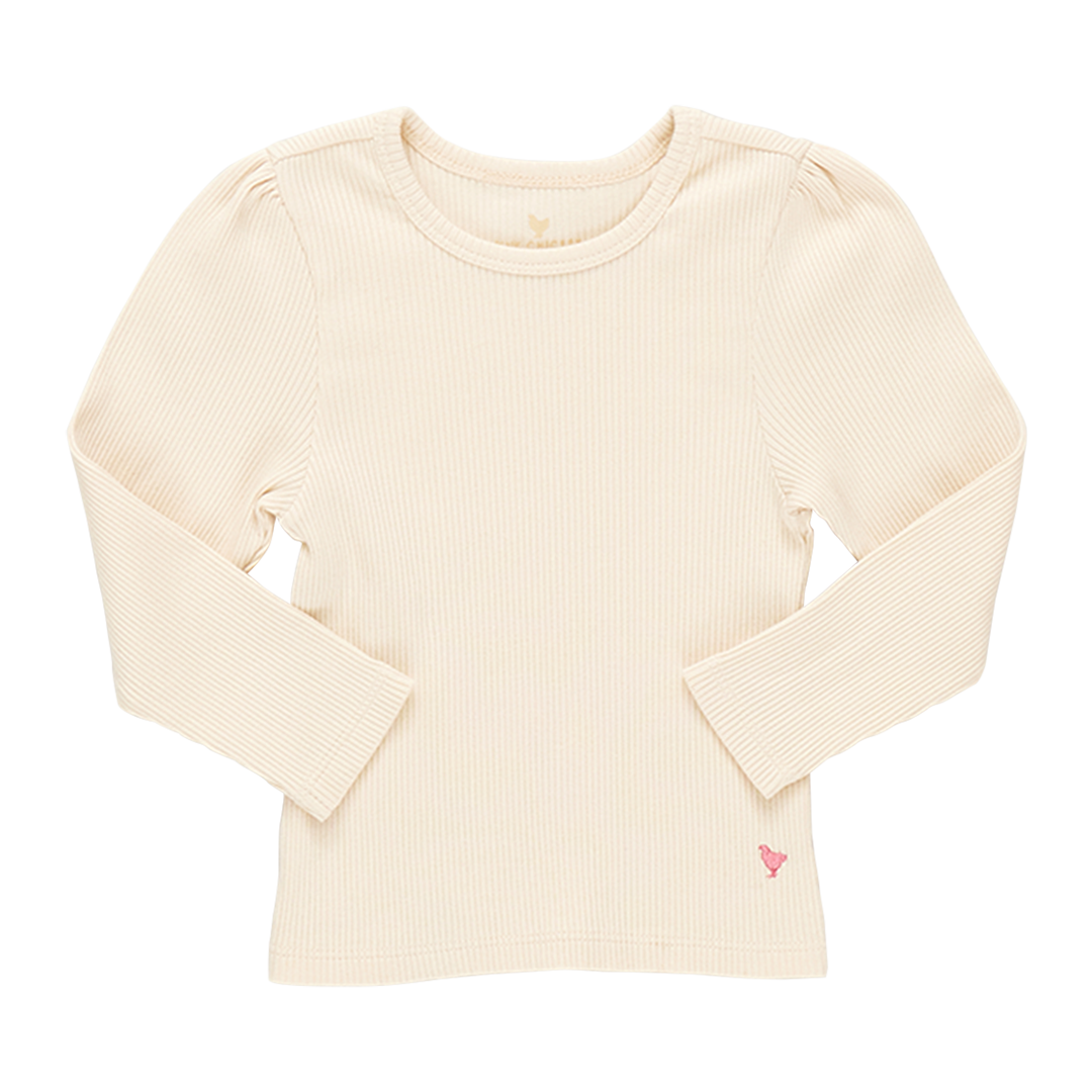 Girls Organic Camella Rib Top - Antique White
