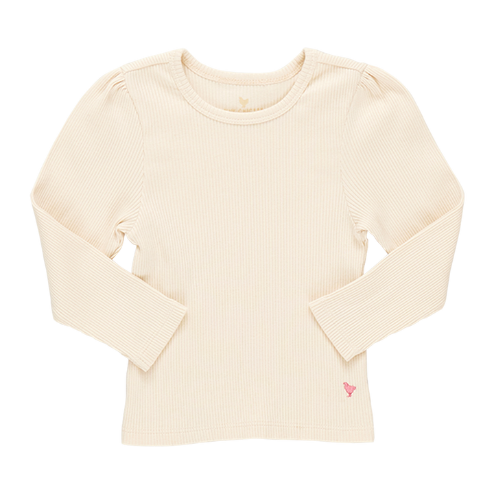 Girls Organic Camella Rib Top - Antique White