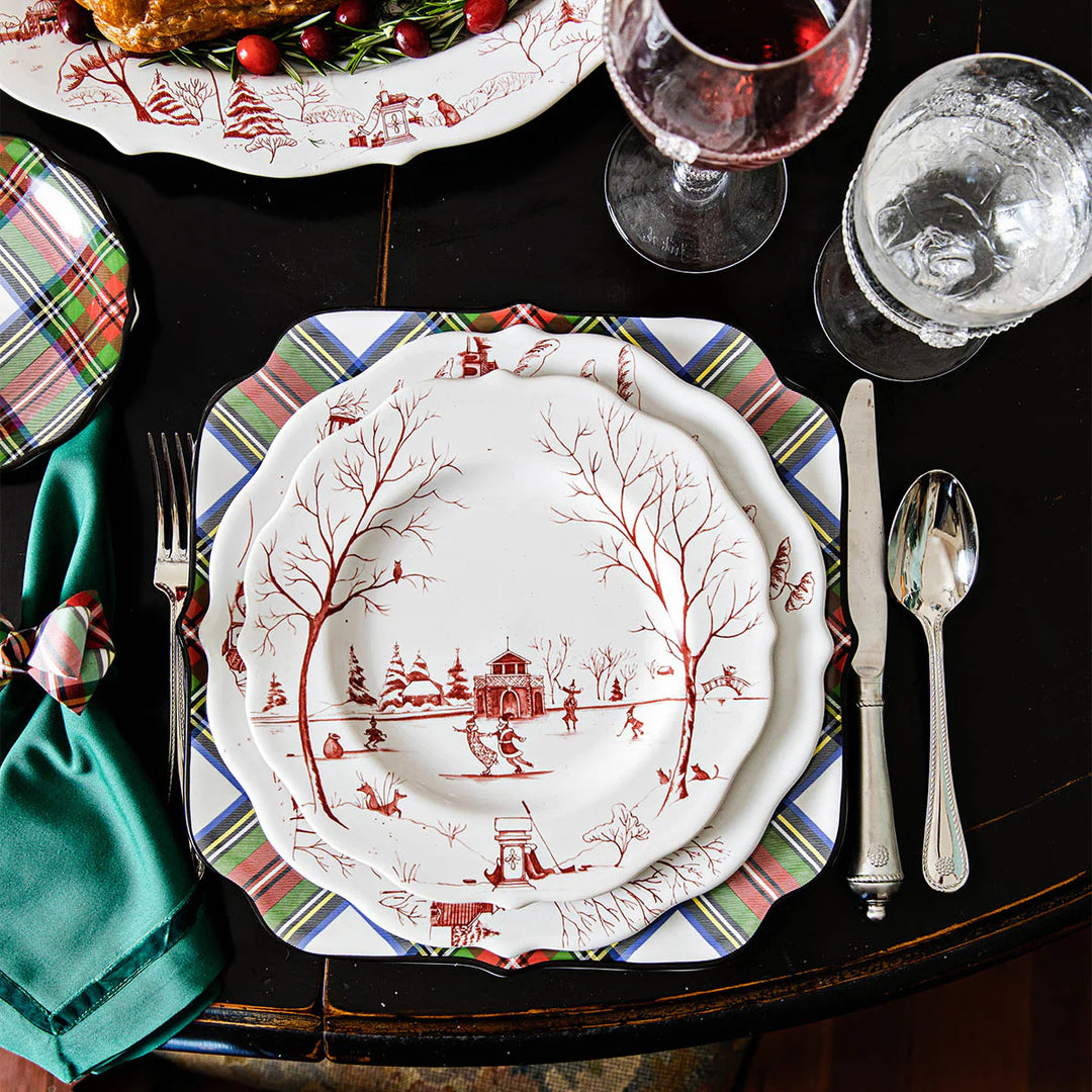 Country Estate Winter Frolic Dessert/Salad Plate - Ruby