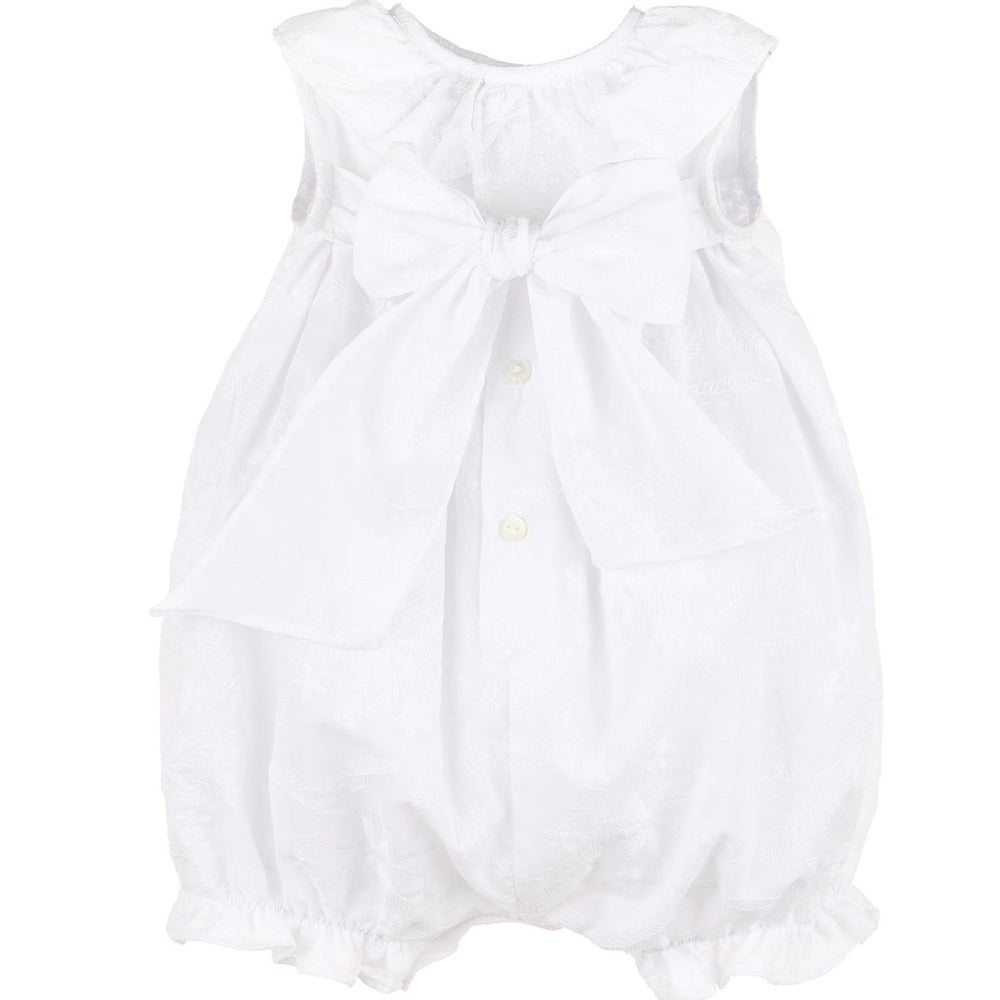 White On White Embroidered Bubble w/ Bow Back