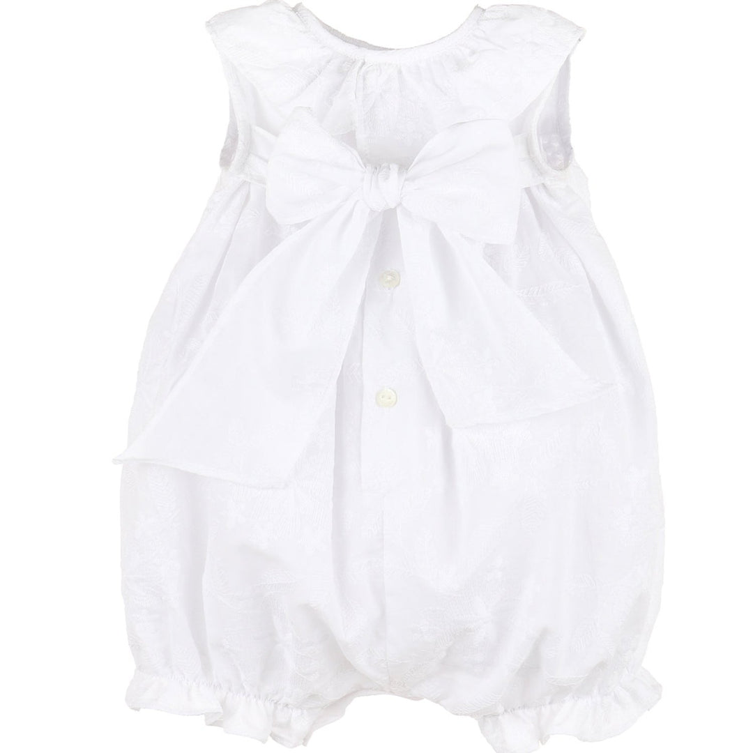 White On White Embroidered Bubble w/ Bow Back