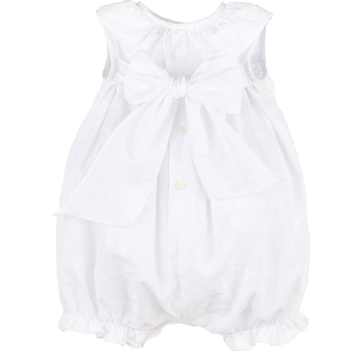 White On White Embroidered Bubble w/ Bow Back