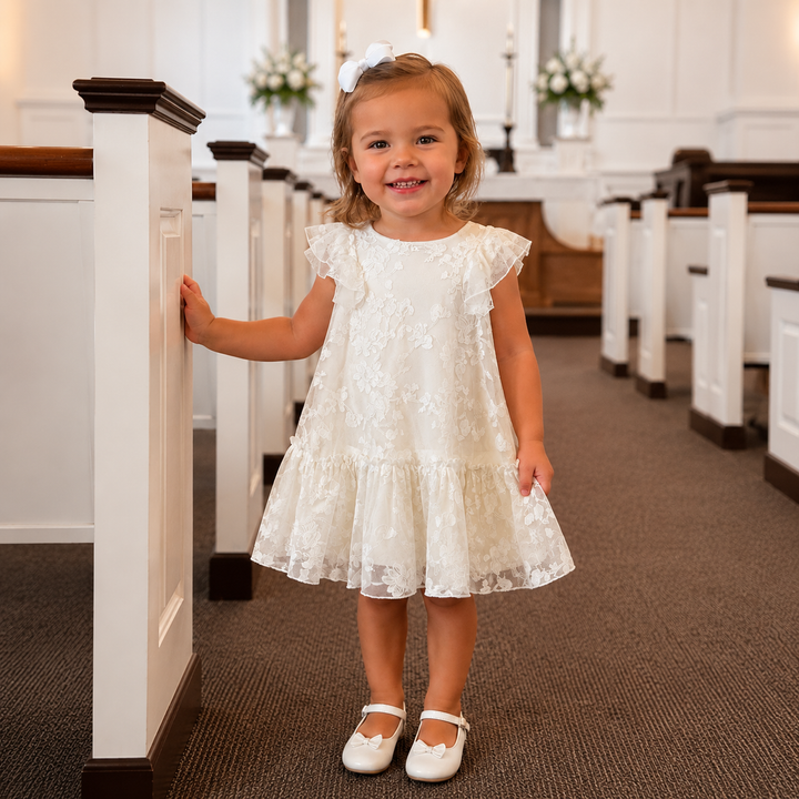 Floral White Embroidered Dress