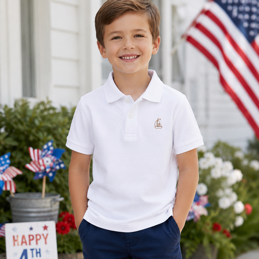 White Knit Polo Shirt