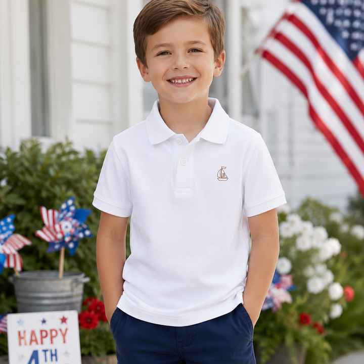 White Knit Polo Shirt