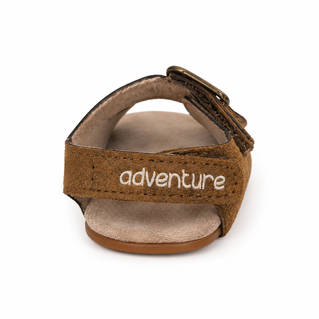 Brown Velcro Buckle Strap Sandals