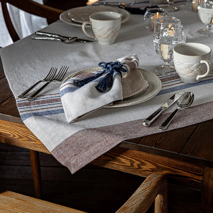 Danish Stripe 52" Table Square - Taupe