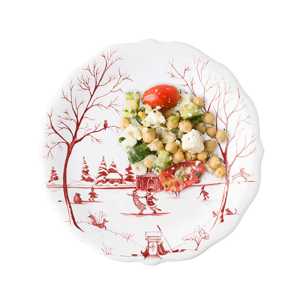 Country Estate Winter Frolic Dessert/Salad Plate - Ruby