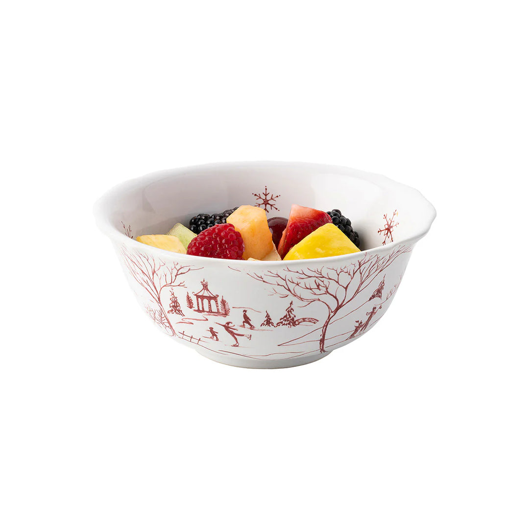 Country Estate Winter Frolic Cereal/Ice Cream Bowl - Ruby