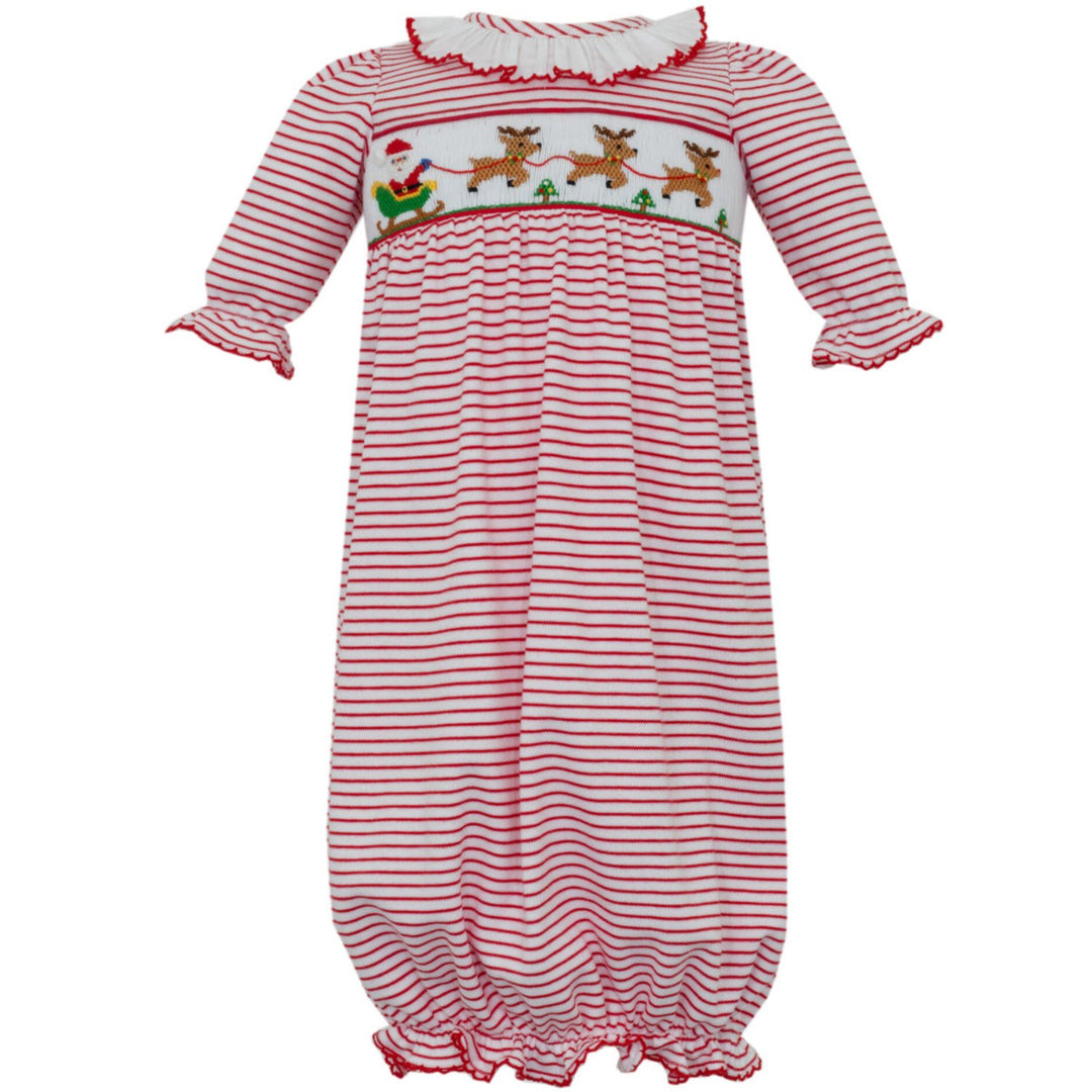 Santa Red & White Knit Stripe Girl's Sac