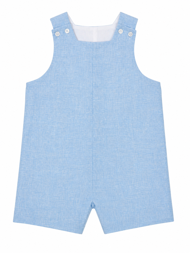 Sky Linen Short John John With Tab