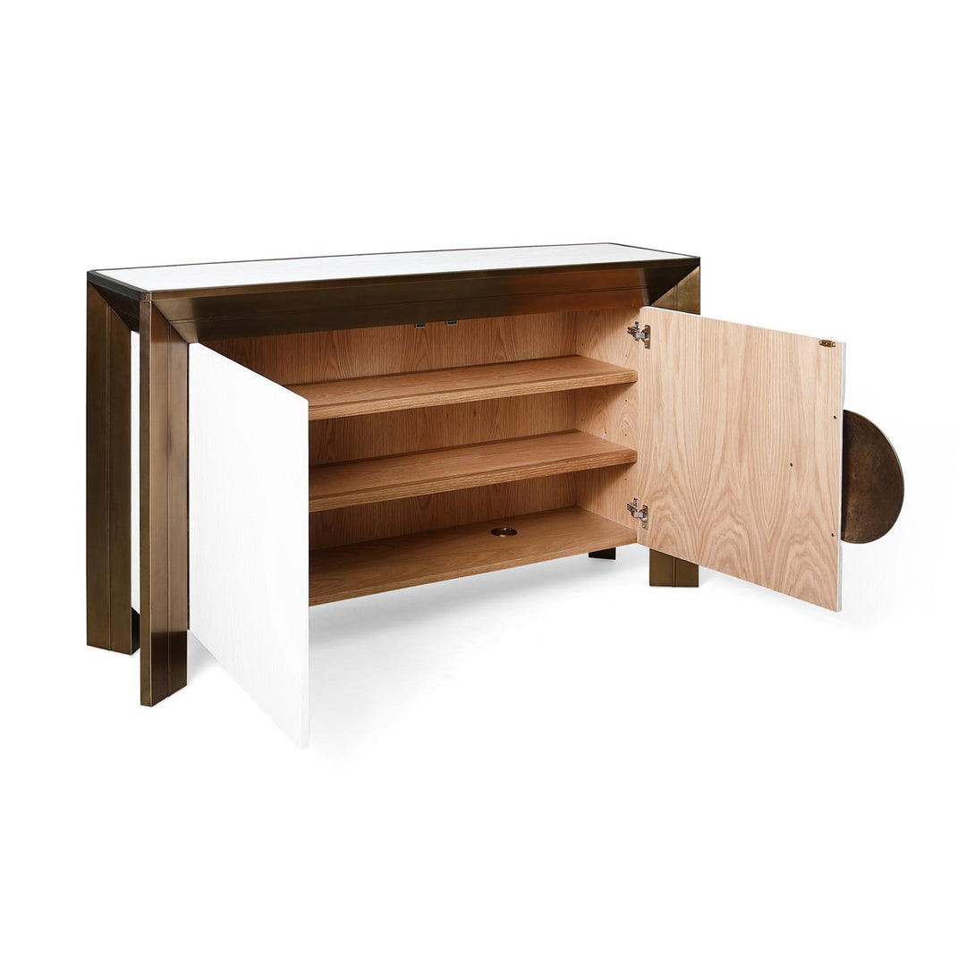 Framed Console - White Brass