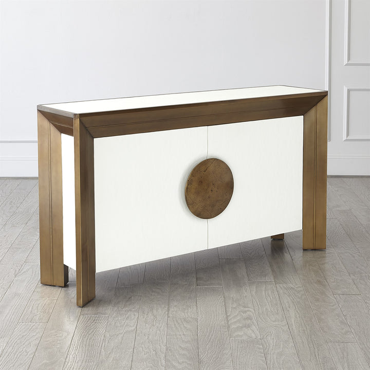 Framed Console - White Brass