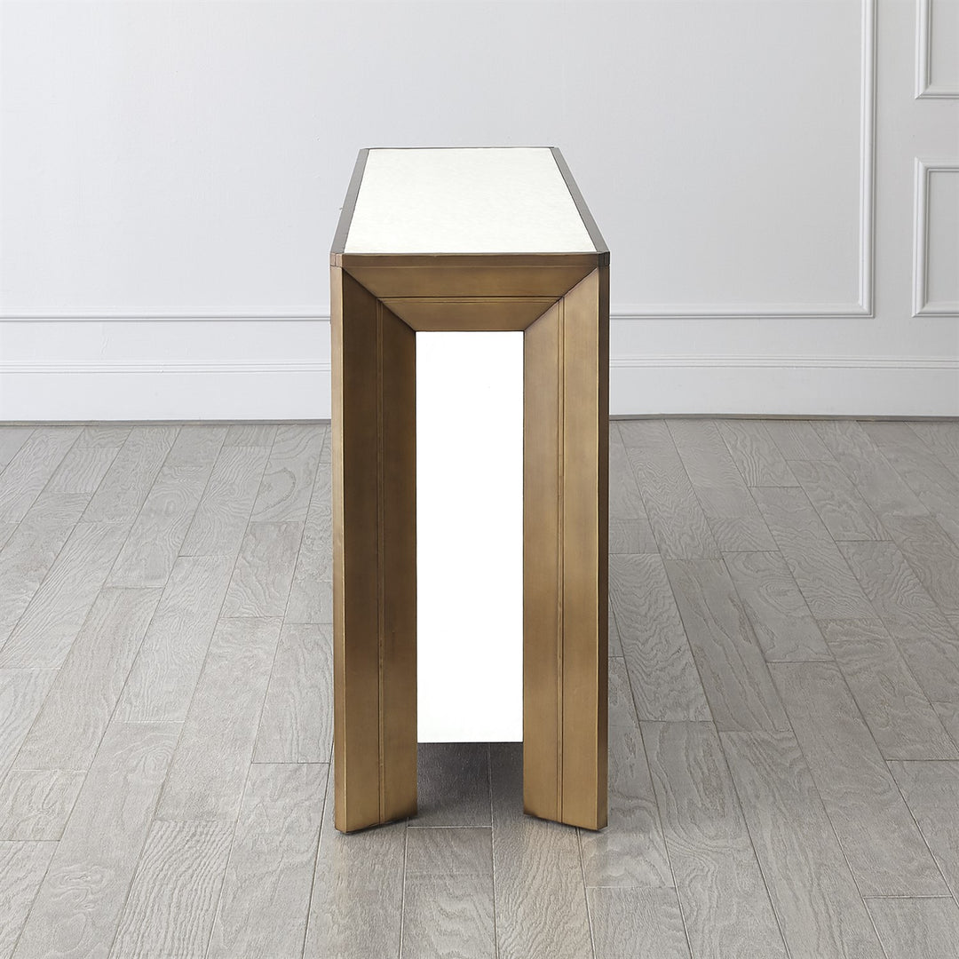 Framed Console - White Brass