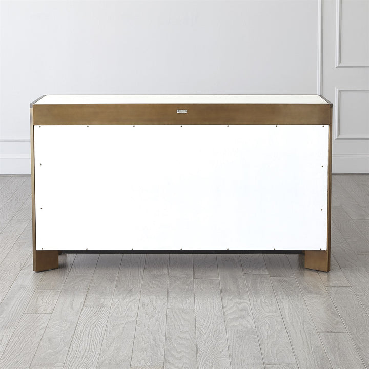 Framed Console - White Brass