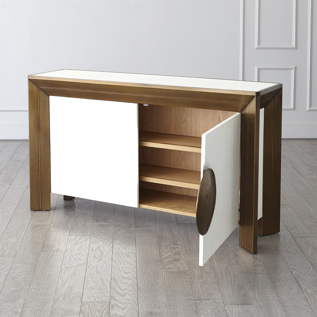 Framed Console - White Brass