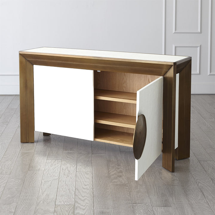 Framed Console - White Brass
