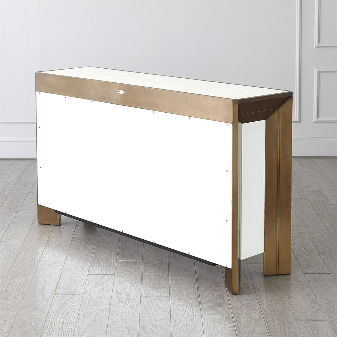 Framed Console - White Brass