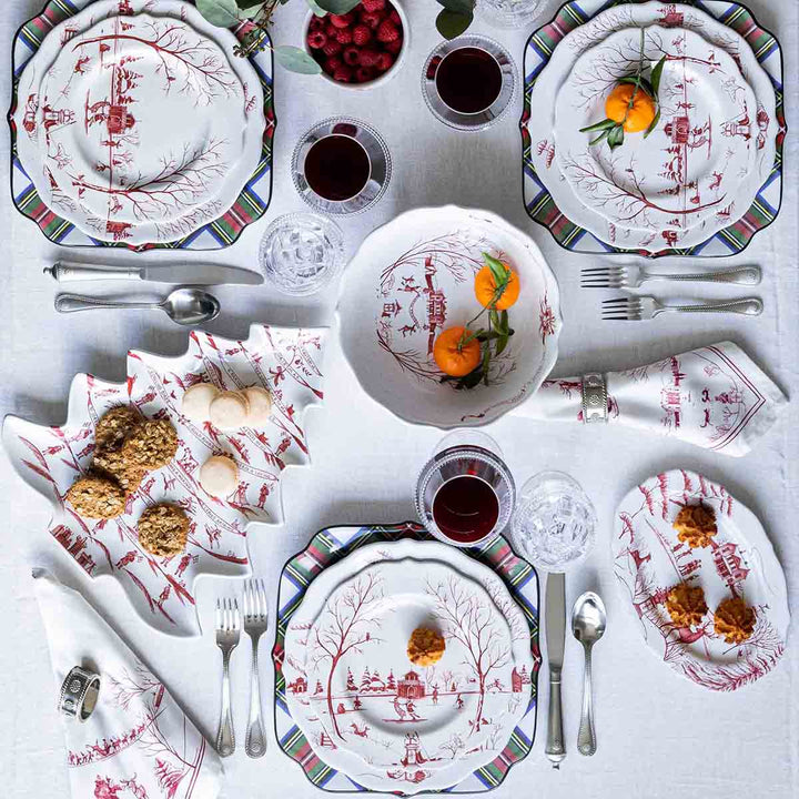 Country Estate Winter Frolic Cereal/Ice Cream Bowl - Ruby