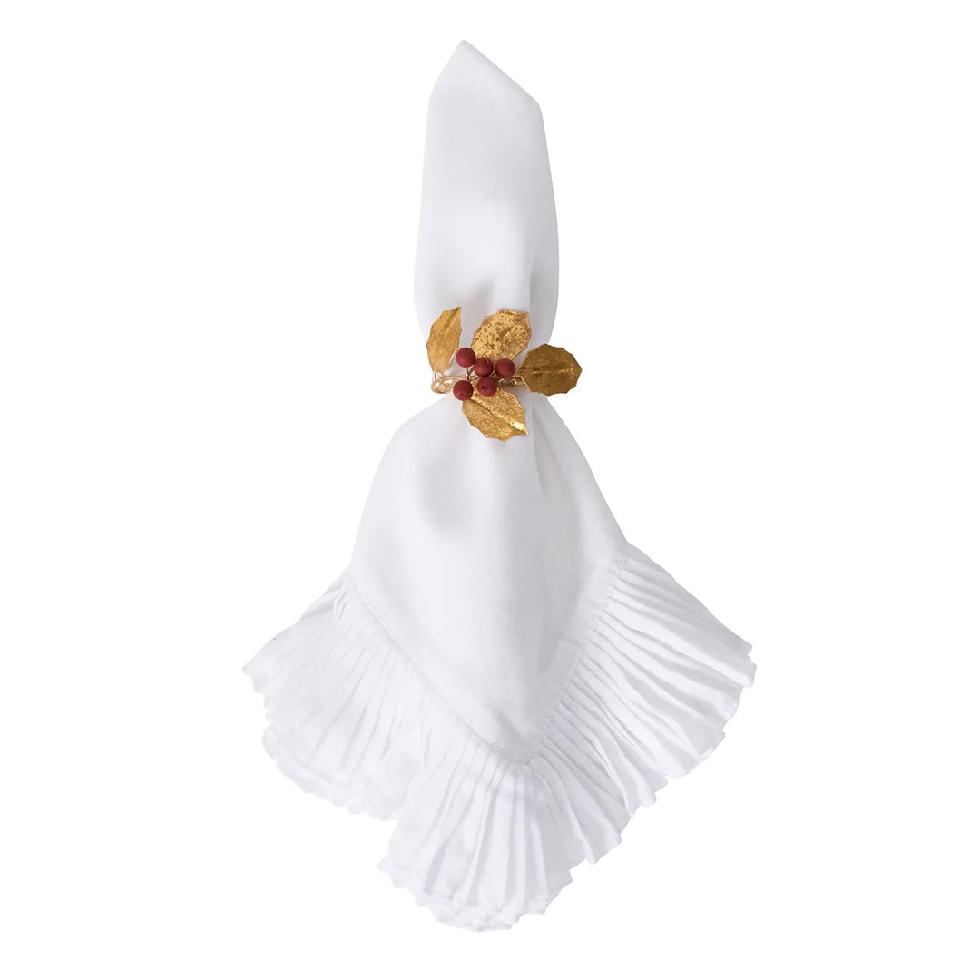 Forest Walk Holly with Berries Napkin Ring Set/4 - Multi