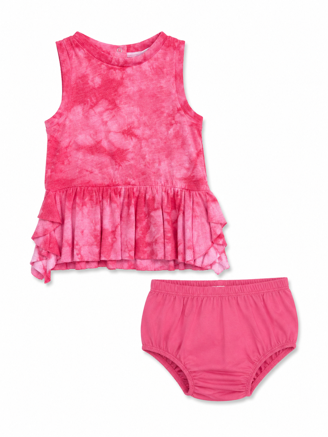 Strawberry Pink Tie-Dye Stretch Knit Dress w/ Bloomer