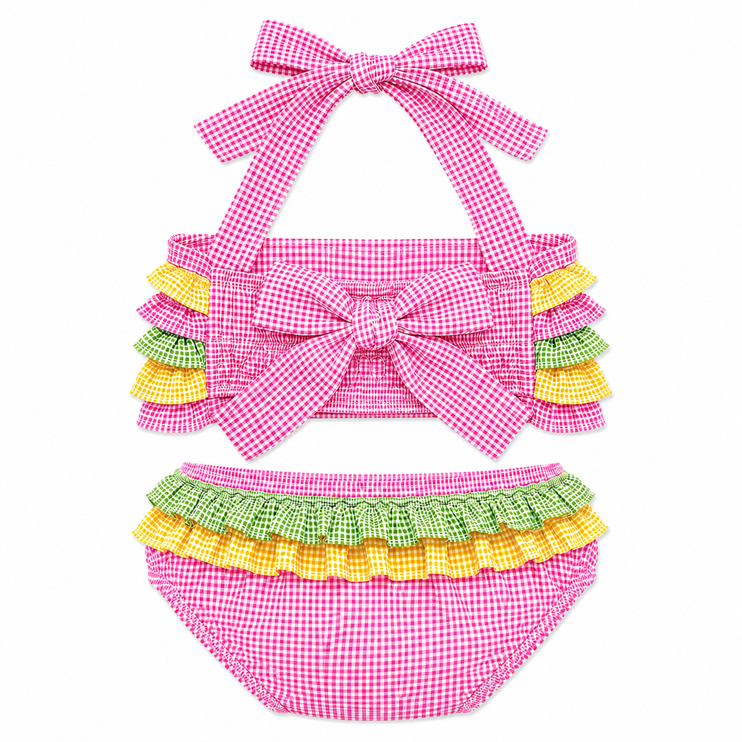 Gingham Ruffle 2-Piece Swimsuit