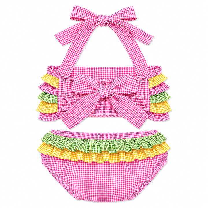 Gingham Ruffle 2-Piece Swimsuit