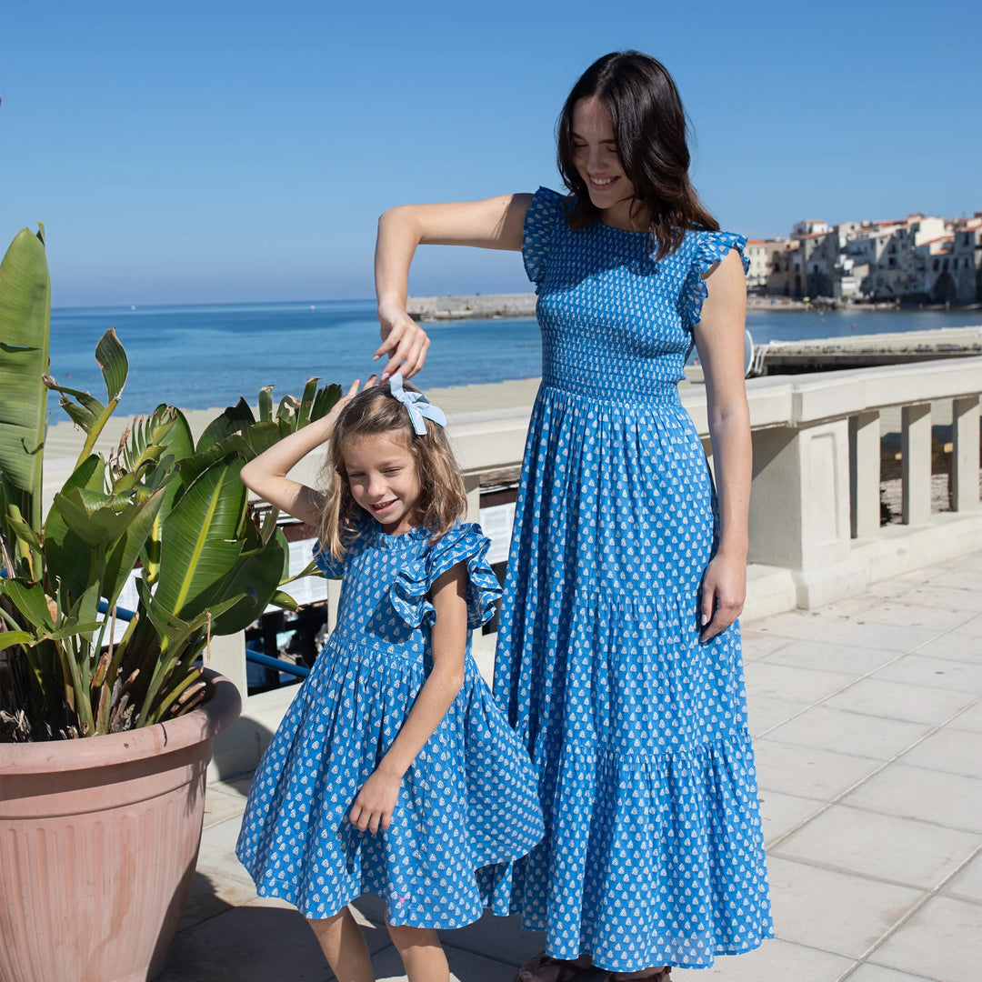 Girls Jennifer Dress - Blue Tear Drop