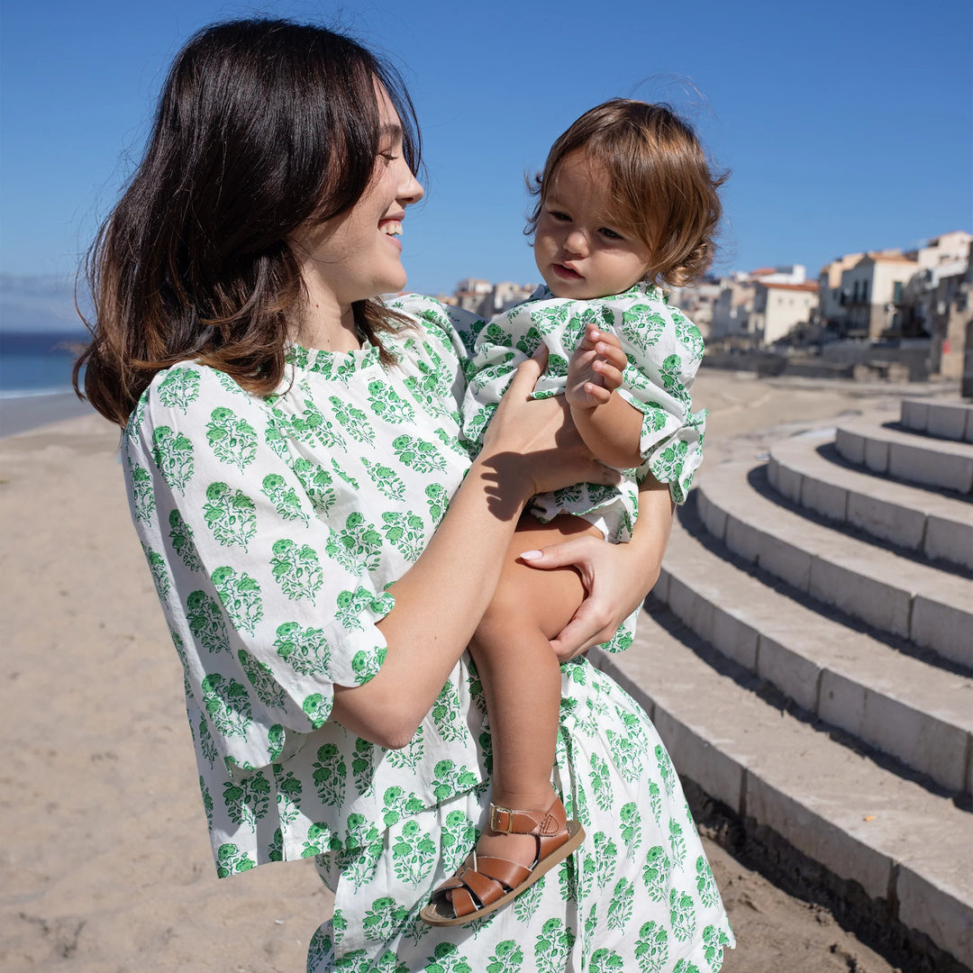 Womens Misha Scallop Top - Green Strawflower