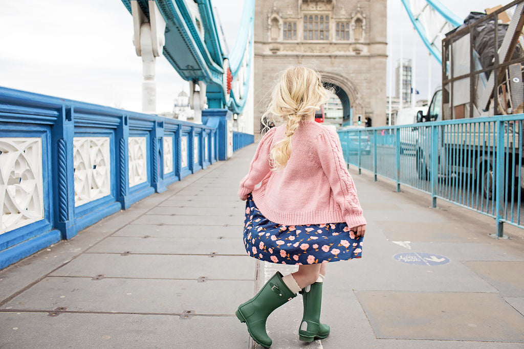 Girls Cable Constance Sweater - Dusty Rose