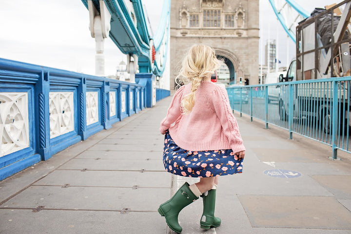 Girls Cable Constance Sweater - Dusty Rose