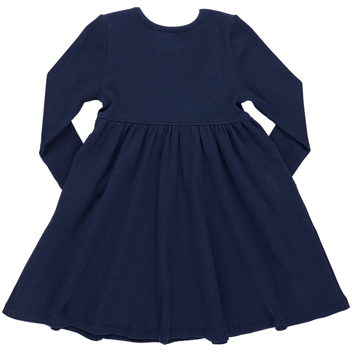 Girls Organic Kylie Rib Dress - Navy