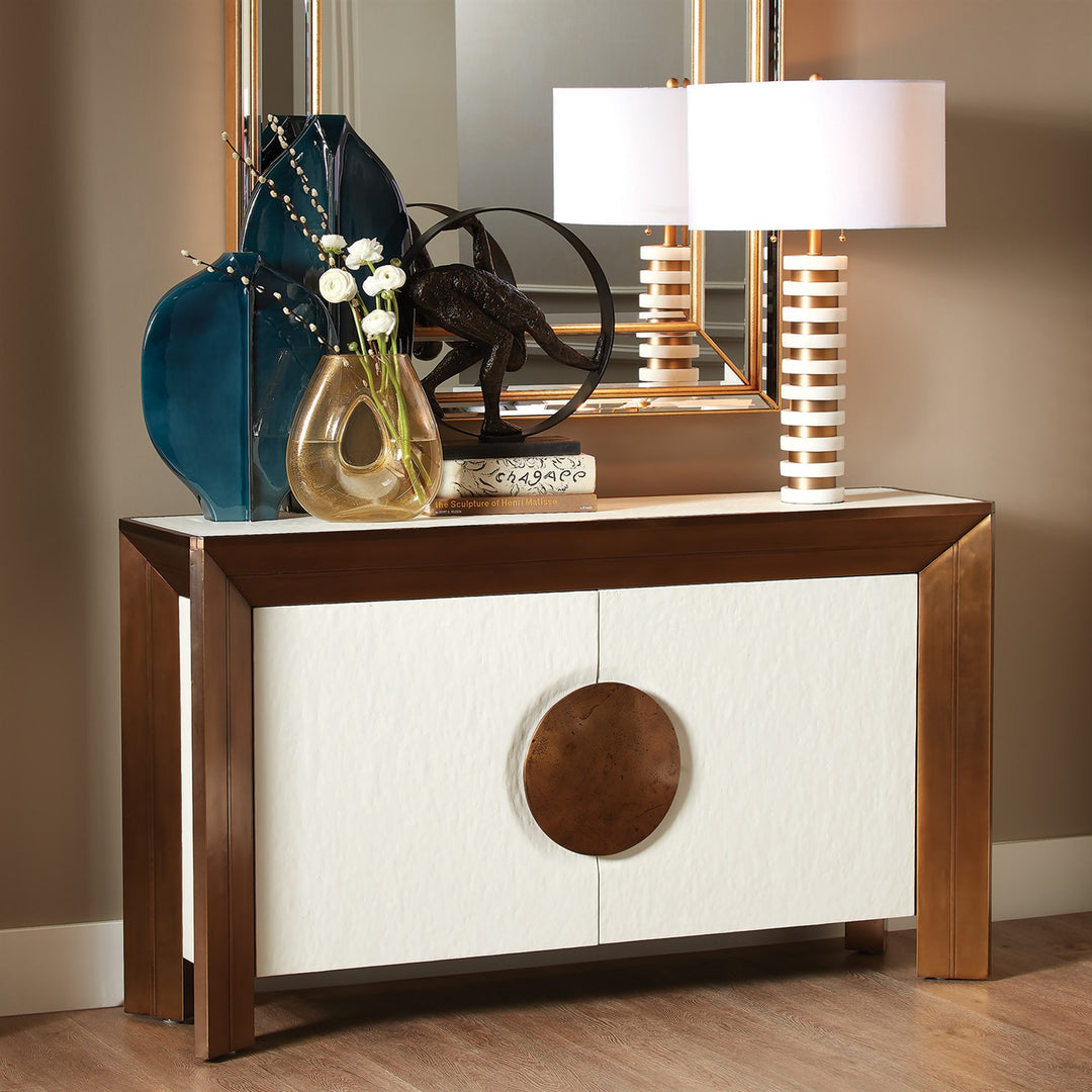 Framed Console - White Brass