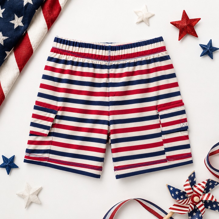 USA Stripe Bamboo Cargo Shorts