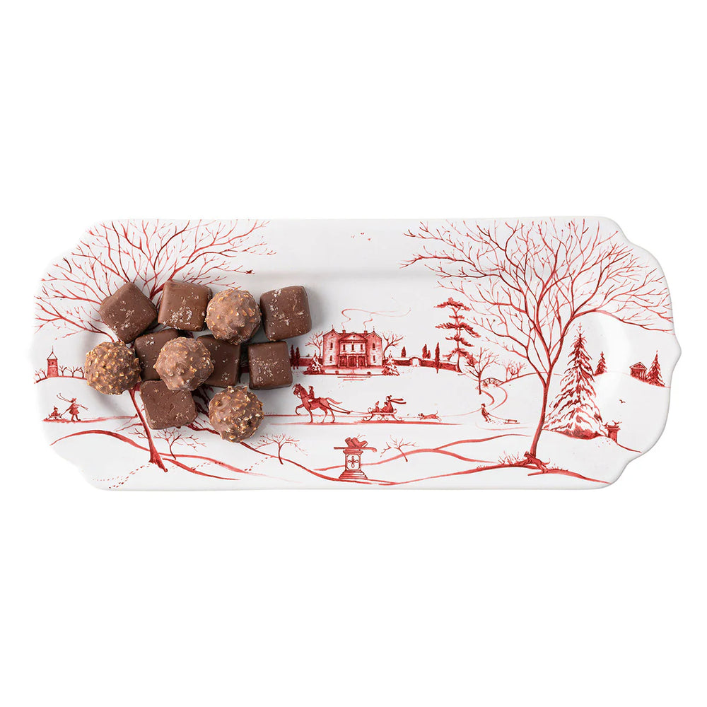 Country Estate Winter Frolic 15" Hostess Tray - Ruby