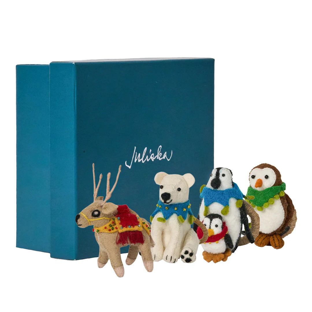 Berry & Thread North Pole Animal Napkin Ring Assorted Set/4