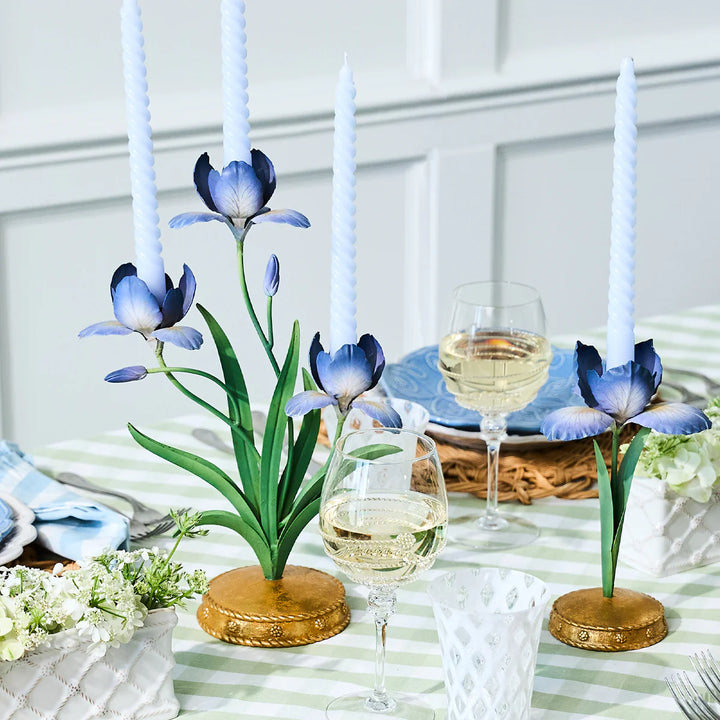 Meadow Walk Iris 9" Candlestick - Chambray