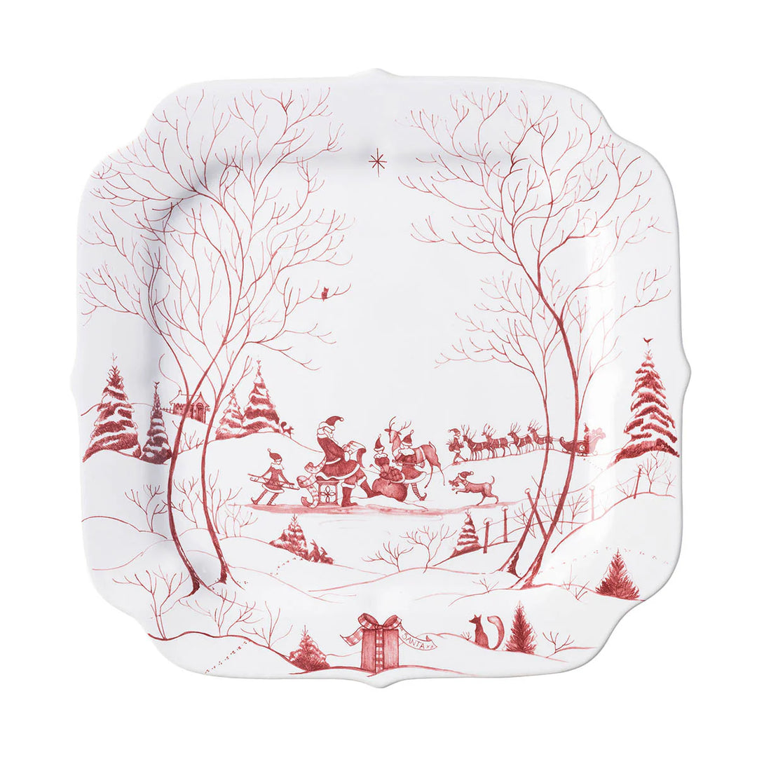 Country Estate Winter Frolic 12" Cookie Tray - Ruby