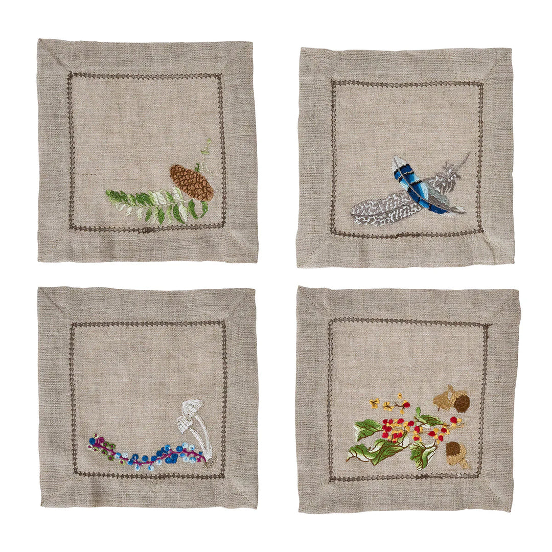 Forest Walk Cocktail Napkins Assorted Set/4 - Multi