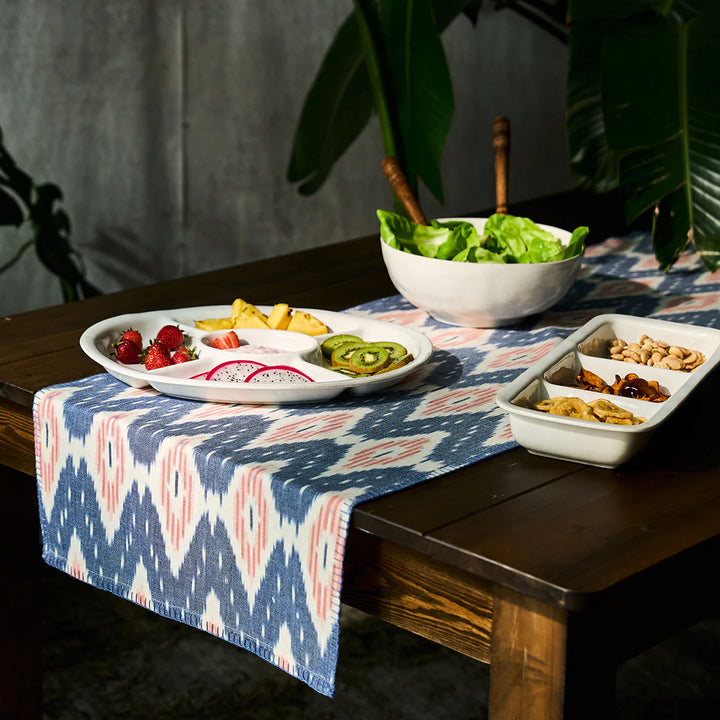 Ikat 18" x 90" Table Runner - Blue/Pink